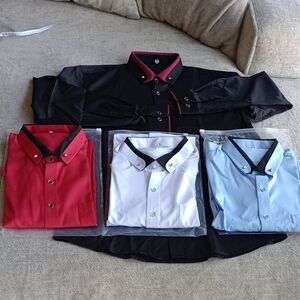 C) Stylish Black and Red Men's Casual Button Down Shirt